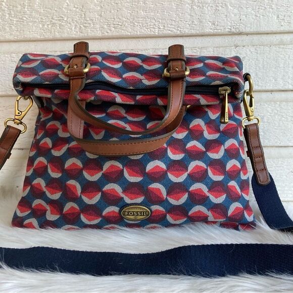 FOSSIL Canvas Ryder Sydney Satchel Tote Crossbody Handbag - Picture 12 of 12